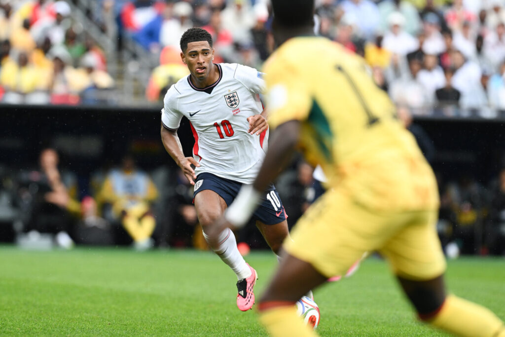 Jude Bellingham in action for England at the 2026 FIFA World Cup