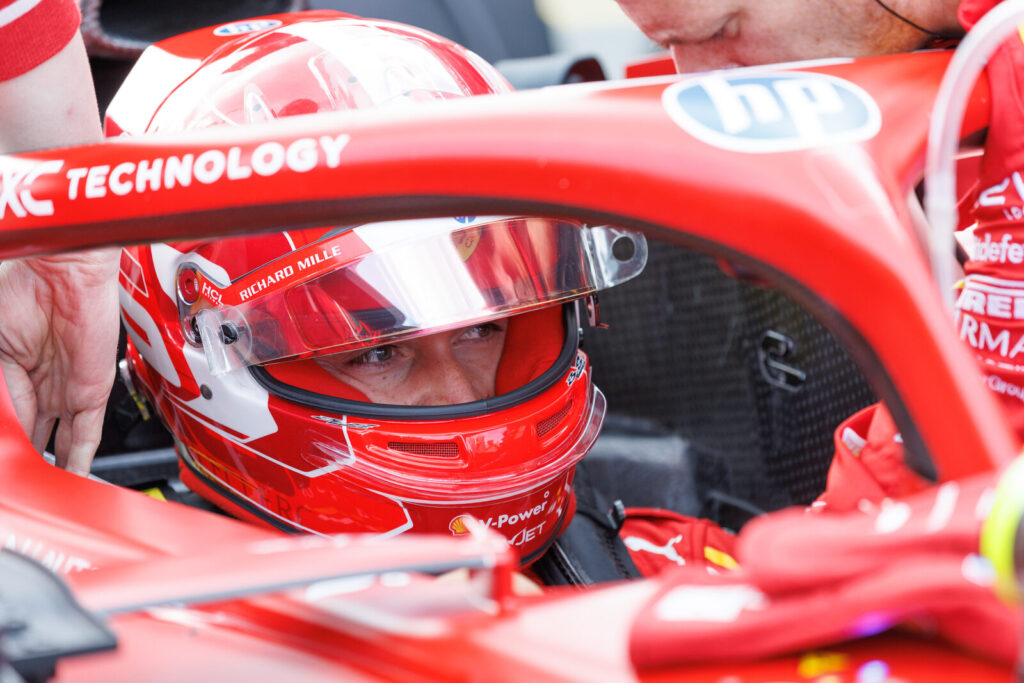 Charles Leclerc driving his Ferrari Formula 1 car