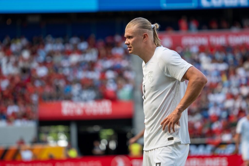 Erling Haaland playing for Norway