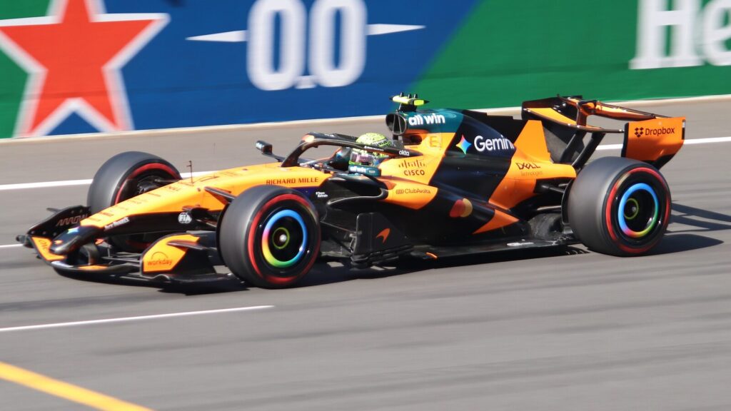An F1 car on track during 2026 Chinese Grand Prix qualifying, showing the new-generation cars racing under the 2026 technical regulations