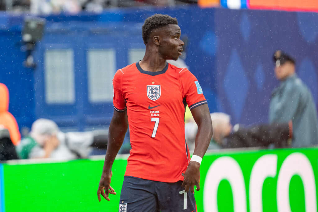 Bukayo Saka playing for England against Panama at the 2026 FIFA World Cup