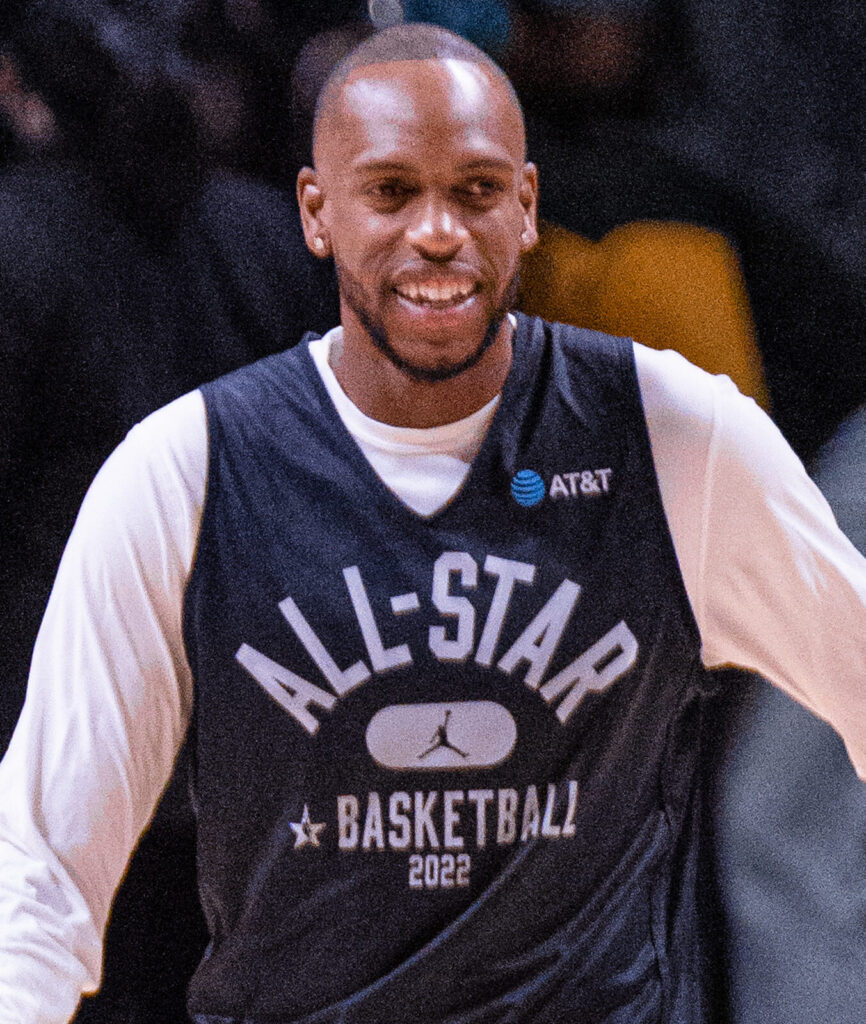 Khris Middleton wearing a 2022 NBA All-Star jersey