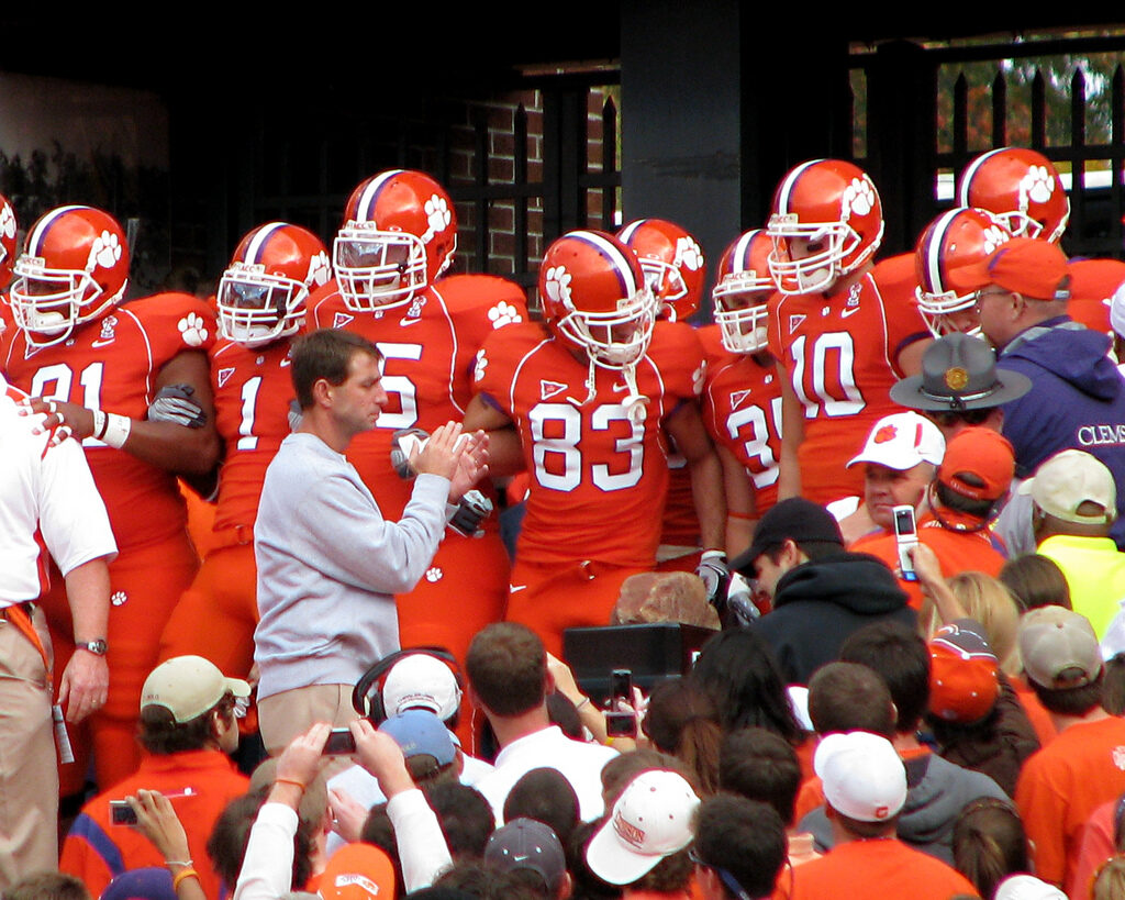 Dabo Swinney on the Clemson sideline during a 2008 game vs. Duke (File photo: Dabo Swinney during a 2008 Clemson game, not the LSU rematch.)