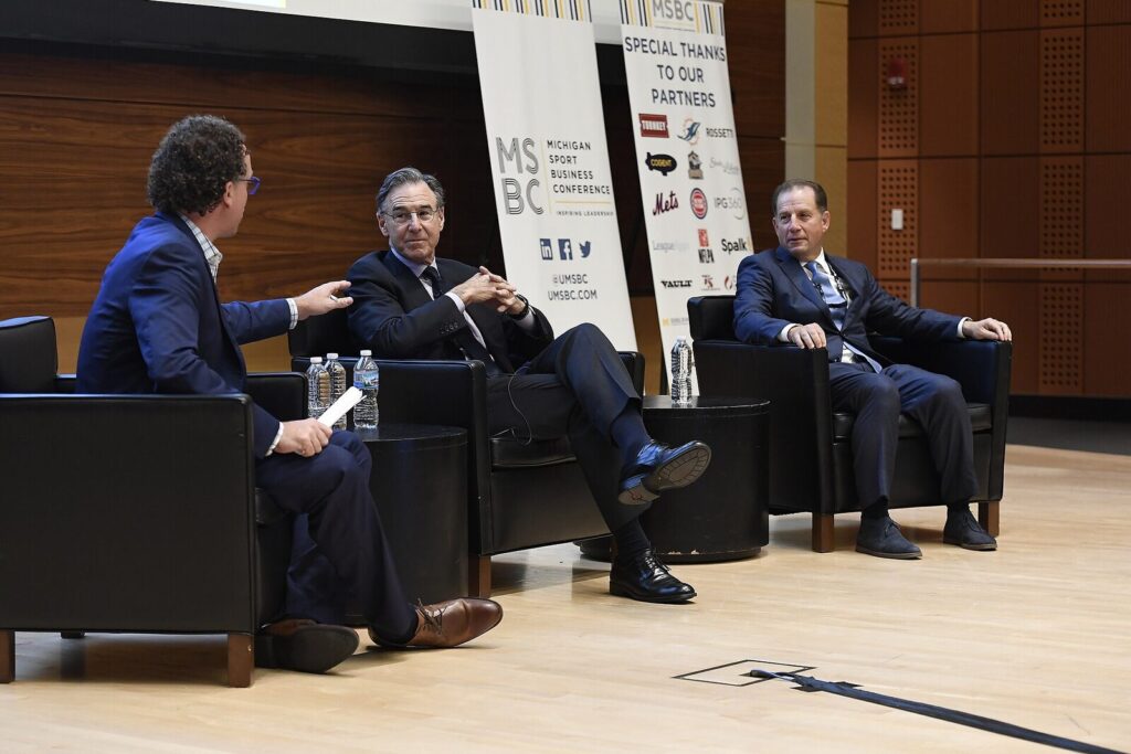Panel discussion at the 2017 Michigan Sport Business Conference on sports business topics (File photo: panel discussion at the 2017 Michigan Sport Business Conference, illustrating sports-business topics broadly.)